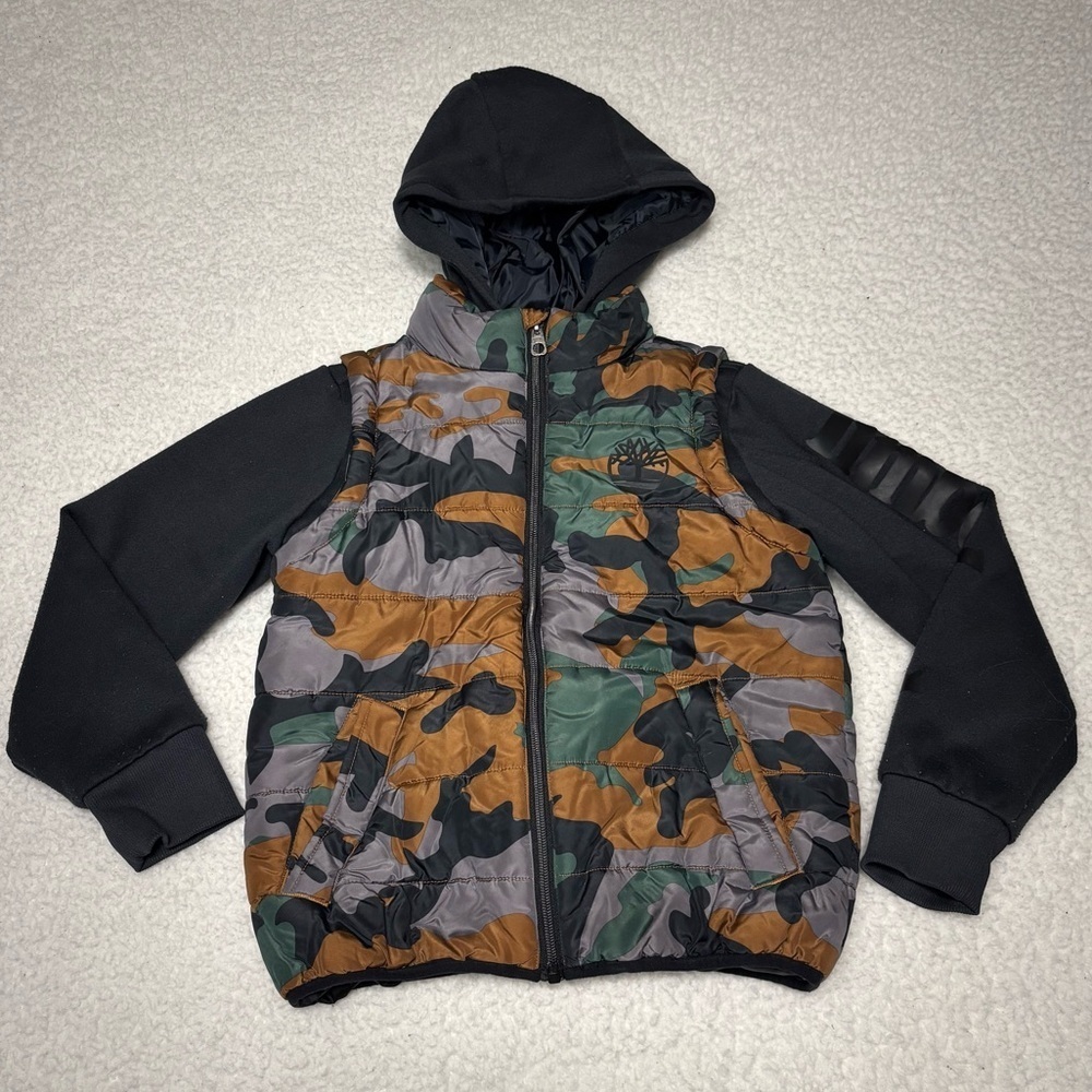 Timberland Kids Camo Quilted Puffer Hybrid Jacket